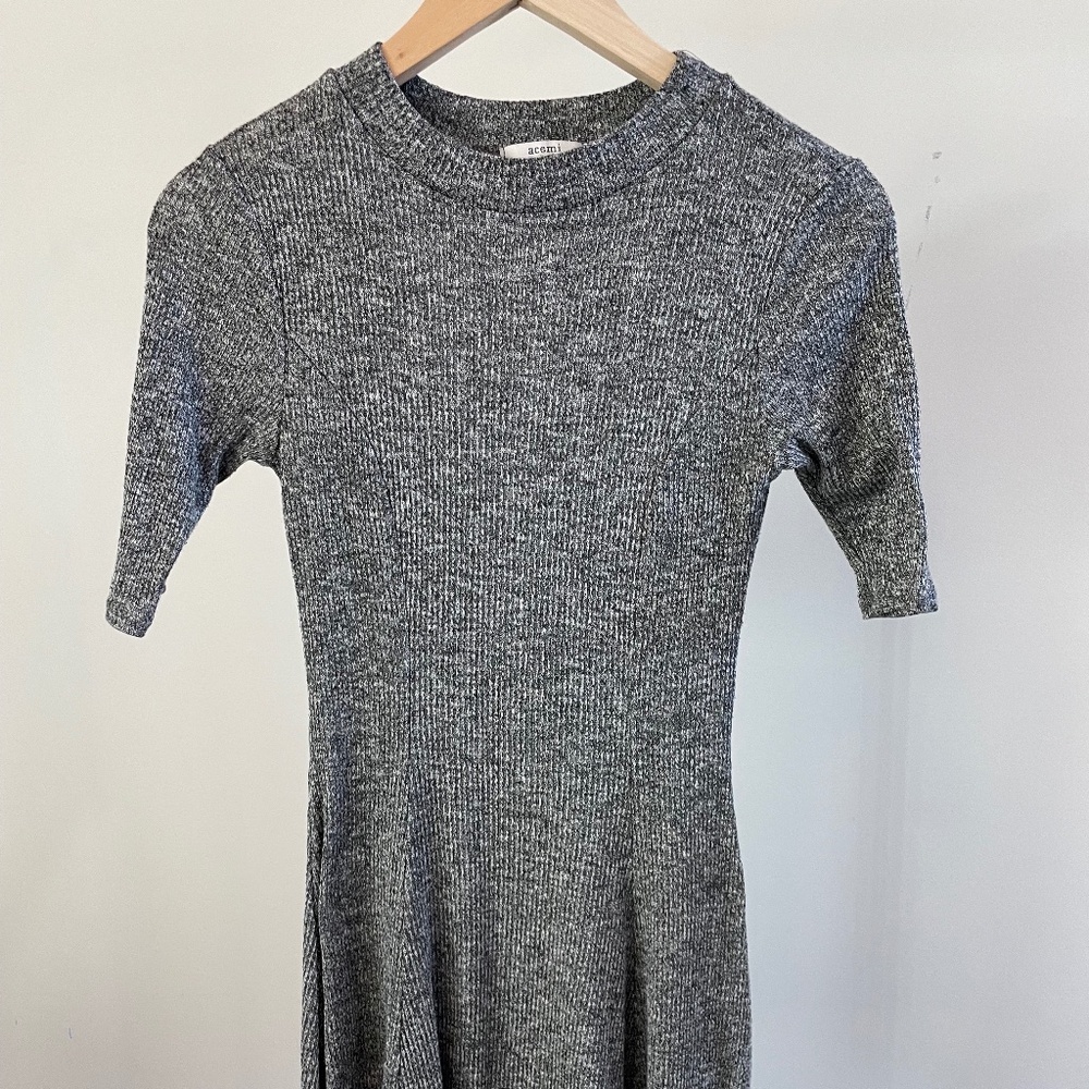 Mockneck Grey Flare Mini Dress
